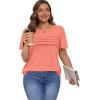 imageXIEERDUO Womens Pleated Tops Dressy Casual Short Sleeve Shirts Fashion Blouses Loose Curved Hem Long Tunic S3XLCoral