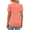 imageXIEERDUO Womens Pleated Tops Dressy Casual Short Sleeve Shirts Fashion Blouses Loose Curved Hem Long Tunic S3XLCoral