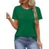 imageXIEERDUO Womens Pleated Tops Dressy Casual Short Sleeve Shirts Fashion Blouses Loose Curved Hem Long Tunic S3XLGreen