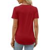 imageXIEERDUO Womens Pleated Tops Dressy Casual Short Sleeve Shirts Fashion Blouses Loose Curved Hem Long Tunic S3XLRed
