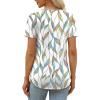 imageXIEERDUO Womens Pleated Tops Dressy Casual Short Sleeve Shirts Fashion Blouses Loose Curved Hem Long Tunic S3XLZ Floral Leaf