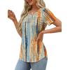 imageXIEERDUO Womens Pleated Tops Dressy Casual Short Sleeve Shirts Fashion Blouses Loose Curved Hem Long Tunic S3XLZ Multicolor