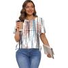 imageXIEERDUO Womens Pleated Tops Dressy Casual Short Sleeve Shirts Fashion Blouses Loose Curved Hem Long Tunic S3XLZ Tie Dye Multi