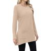 imageXIEERDUO Womens Tunic Tops Long Sleeve Crew Neck High Low Hem Loose Fit Shirts Blouses with PocketsBeige
