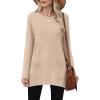 imageXIEERDUO Womens Tunic Tops Long Sleeve Crew Neck High Low Hem Loose Fit Shirts Blouses with PocketsBeige
