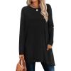imageXIEERDUO Womens Tunic Tops Long Sleeve Crew Neck High Low Hem Loose Fit Shirts Blouses with PocketsBlack