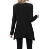 imageXIEERDUO Womens Tunic Tops Long Sleeve Crew Neck High Low Hem Loose Fit Shirts Blouses with PocketsBlack