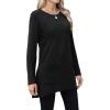 imageXIEERDUO Womens Tunic Tops Long Sleeve Crew Neck High Low Hem Loose Fit Shirts Blouses with PocketsBlack