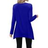 imageXIEERDUO Womens Tunic Tops Long Sleeve Crew Neck High Low Hem Loose Fit Shirts Blouses with PocketsBlue