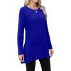 imageXIEERDUO Womens Tunic Tops Long Sleeve Crew Neck High Low Hem Loose Fit Shirts Blouses with PocketsBlue