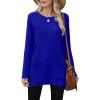 imageXIEERDUO Womens Tunic Tops Long Sleeve Crew Neck High Low Hem Loose Fit Shirts Blouses with PocketsBlue