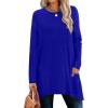 imageXIEERDUO Womens Tunic Tops Long Sleeve Crew Neck High Low Hem Loose Fit Shirts Blouses with PocketsBlue