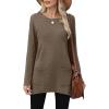 imageXIEERDUO Womens Tunic Tops Long Sleeve Crew Neck High Low Hem Loose Fit Shirts Blouses with PocketsBrown