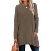 imageXIEERDUO Womens Tunic Tops Long Sleeve Crew Neck High Low Hem Loose Fit Shirts Blouses with PocketsBrown