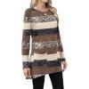 imageXIEERDUO Womens Tunic Tops Long Sleeve Crew Neck High Low Hem Loose Fit Shirts Blouses with PocketsBrown Stripe