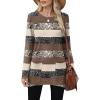 imageXIEERDUO Womens Tunic Tops Long Sleeve Crew Neck High Low Hem Loose Fit Shirts Blouses with PocketsBrown Stripe
