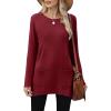 imageXIEERDUO Womens Tunic Tops Long Sleeve Crew Neck High Low Hem Loose Fit Shirts Blouses with PocketsBurgundy