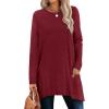 imageXIEERDUO Womens Tunic Tops Long Sleeve Crew Neck High Low Hem Loose Fit Shirts Blouses with PocketsBurgundy