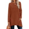 imageXIEERDUO Womens Tunic Tops Long Sleeve Crew Neck High Low Hem Loose Fit Shirts Blouses with PocketsCaramel