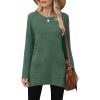 imageXIEERDUO Womens Tunic Tops Long Sleeve Crew Neck High Low Hem Loose Fit Shirts Blouses with PocketsGreen