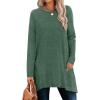 imageXIEERDUO Womens Tunic Tops Long Sleeve Crew Neck High Low Hem Loose Fit Shirts Blouses with PocketsGreen