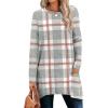 imageXIEERDUO Womens Tunic Tops Long Sleeve Crew Neck High Low Hem Loose Fit Shirts Blouses with PocketsGrey Plaid