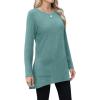 imageXIEERDUO Womens Tunic Tops Long Sleeve Crew Neck High Low Hem Loose Fit Shirts Blouses with PocketsTurquoise