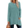 imageXIEERDUO Womens Tunic Tops Long Sleeve Crew Neck High Low Hem Loose Fit Shirts Blouses with PocketsTurquoise