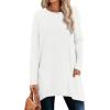 imageXIEERDUO Womens Tunic Tops Long Sleeve Crew Neck High Low Hem Loose Fit Shirts Blouses with PocketsWhite