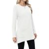 imageXIEERDUO Womens Tunic Tops Long Sleeve Crew Neck High Low Hem Loose Fit Shirts Blouses with PocketsWhite