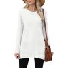 imageXIEERDUO Womens Tunic Tops Long Sleeve Crew Neck High Low Hem Loose Fit Shirts Blouses with PocketsWhite