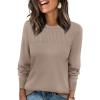 imageXIEERDUO Sweaters for Women Long Sleeve Shirts Round Neck Ribbed Knit Pullover Sweater Fashion ClothingApricot