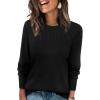 imageXIEERDUO Sweaters for Women Long Sleeve Shirts Round Neck Ribbed Knit Pullover Sweater Fashion ClothingBlack