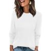 imageXIEERDUO Sweaters for Women Long Sleeve Shirts Round Neck Ribbed Knit Pullover Sweater Fashion ClothingWhite