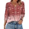 imageXIEERDUO Womens 34 Sleeve Tops with Buttons VNeck Summer Outfits Casual Blouses Shirts Beach Vacation Fall Clothes 2025Fblush Gradient
