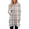 imageXIEERDUO Womens Tunic Tops Long Sleeve Crew Neck High Low Hem Loose Fit Shirts Blouses with PocketsGrey Plaid