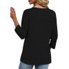 imageXIEERDUO 34 Length Sleeve Womens Tops V Neck Fall Clothes Basic Blouses Dressy Casual 2025 Early Fall Fashion Must HavesBlack