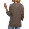 imageXIEERDUO 34 Length Sleeve Womens Tops V Neck Fall Clothes Basic Blouses Dressy Casual 2025 Early Fall Fashion Must HavesCoffee