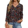 imageXIEERDUO 34 Length Sleeve Womens Tops V Neck Fall Clothes Basic Blouses Dressy Casual 2025 Early Fall Fashion Must HavesPatternedblack Floral