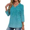 imageXIEERDUO 34 Length Sleeve Womens Tops V Neck Fall Clothes Basic Blouses Dressy Casual 2025 Early Fall Fashion Must HavesPatternedblue Print