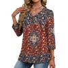 imageXIEERDUO 34 Length Sleeve Womens Tops V Neck Fall Clothes Basic Blouses Dressy Casual 2025 Early Fall Fashion Must HavesPatternedboho Floral