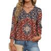 imageXIEERDUO 34 Length Sleeve Womens Tops V Neck Fall Clothes Basic Blouses Dressy Casual 2025 Early Fall Fashion Must HavesPatternedboho Floral