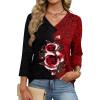 imageXIEERDUO 34 Length Sleeve Womens Tops V Neck Fall Clothes Basic Blouses Dressy Casual 2025 Early Fall Fashion Must HavesPatternedflower