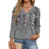 imageXIEERDUO 34 Length Sleeve Womens Tops V Neck Fall Clothes Basic Blouses Dressy Casual 2025 Early Fall Fashion Must HavesPatternedgrey Floral