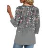 imageXIEERDUO 34 Length Sleeve Womens Tops V Neck Fall Clothes Basic Blouses Dressy Casual 2025 Early Fall Fashion Must HavesPatternedgrey Floral