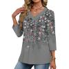 imageXIEERDUO 34 Length Sleeve Womens Tops V Neck Fall Clothes Basic Blouses Dressy Casual 2025 Early Fall Fashion Must HavesPatternedgrey Floral