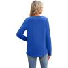 imageXIEERDUO Boho Tops for Women Blouses Dressy Casual V Neck Long Sleeve Shirts Fall Outfits Trendy Vacation ClothesBlue