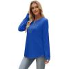 imageXIEERDUO Boho Tops for Women Blouses Dressy Casual V Neck Long Sleeve Shirts Fall Outfits Trendy Vacation ClothesBlue
