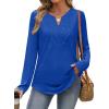 imageXIEERDUO Boho Tops for Women Blouses Dressy Casual V Neck Long Sleeve Shirts Fall Outfits Trendy Vacation ClothesBlue