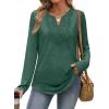 imageXIEERDUO Boho Tops for Women Blouses Dressy Casual V Neck Long Sleeve Shirts Fall Outfits Trendy Vacation ClothesGreen